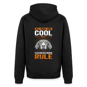 Coonhound Dog Lover Dog Owner Gift - Unisex Premium Organic Zip Hoodie - black - Back - Nico (187cm)