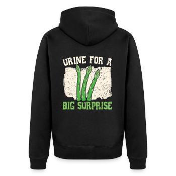 Urin für eine große Überraschung Spargel vegetarisch - Unisex Premium Bio Zip Hoodie - Schwarz - Hinten - Nico (187cm)