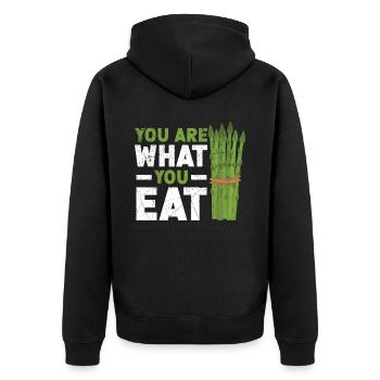 Du bist, was du isst Spargel Gemüse Vegan - Unisex Premium Bio Zip Hoodie - Schwarz - Hinten - Nico (187cm)