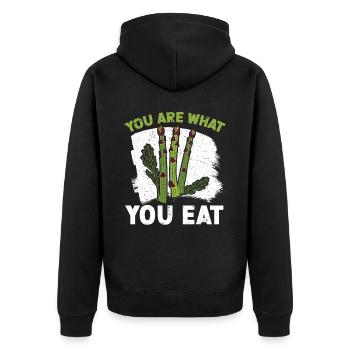 Du bist, was du isst Spargel Gemüse Vegan - Unisex Premium Bio Zip Hoodie - Schwarz - Hinten - Nico (187cm)