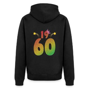 LGBT Geburtstag mit Krone 1960 - Unisex Premium Bio Zip Hoodie - Schwarz - Hinten - Nico (187cm)