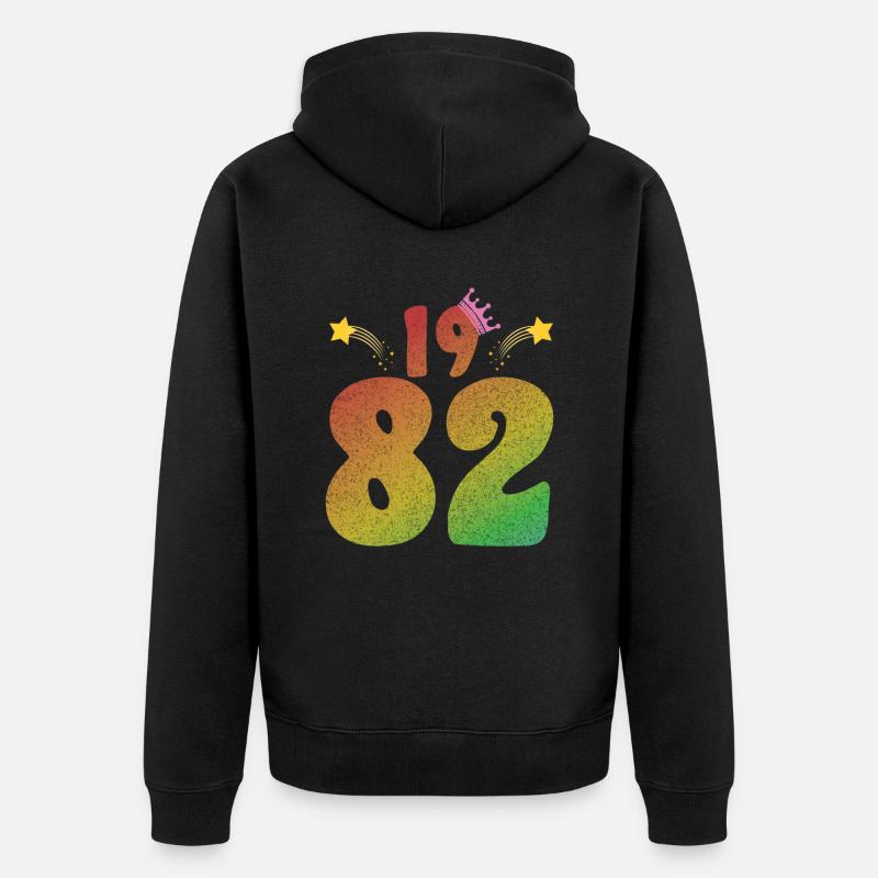 Anniversaire LGBT avec couronne 1982 - Veste à capuche bio Premium Unisexe - noir