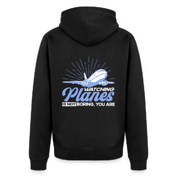 Flugzeug Pilot Flugzeuge Flugzeug Landung Geschenk - Unisex Premium Bio Zip Hoodie - Schwarz - Hinten - Nico (187cm)