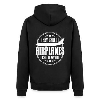 Cadeau d’atterrissage d’avion de pilote d’avion d’avion - Veste à capuche bio Premium Unisexe - noir - Dos - Nico (187cm)