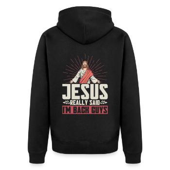 Jésus Bible Église religieuse chrétienne Don - Veste à capuche bio Premium Unisexe - noir - Dos - Nico (187cm)