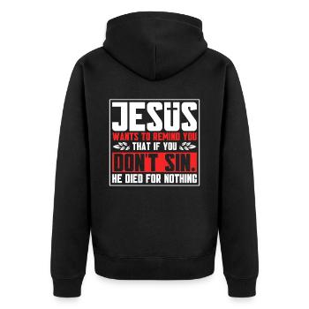 Jésus Bible Église religieuse chrétienne Don - Veste à capuche bio Premium Unisexe - noir - Dos - Nico (187cm)