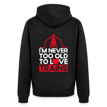 Modellbahn Zug Lokomotiven Geschenk - Unisex Premium Bio Zip Hoodie - Schwarz - Hinten - Nico (187cm)