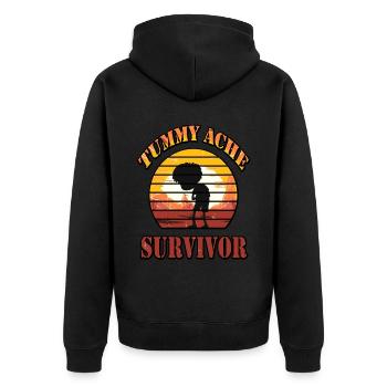 Tummy Ache Survivor Sunset Vintage ✅⭐⭐⭐⭐⭐✅ - Unisex Premium Organic Zip Hoodie - black - Back - Nico (187cm)