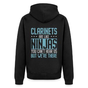 Klarinetten sind wie Ninjas Du kannst uns nicht hö - Unisex Premium Bio Zip Hoodie - Schwarz - Hinten - Nico (187cm)