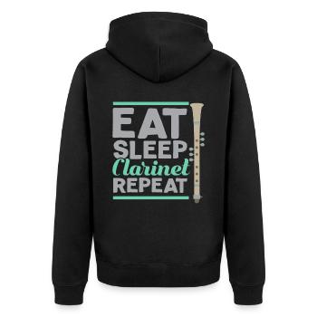 Eat Sleep Clarinet Repeat Klarinette Klarinettist - Unisex Premium Organic Zip Hoodie - black - Back - Nico (187cm)