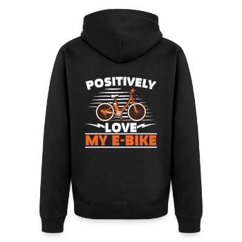 Positive Love my E-Bike Electric Bike fah - Unisex Premium Organic Zip Hoodie - black - Back - Nico (187cm)