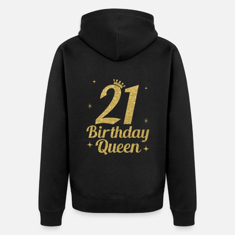 Anniversaire Reine 21 - Veste à capuche bio Premium Unisexe - noir