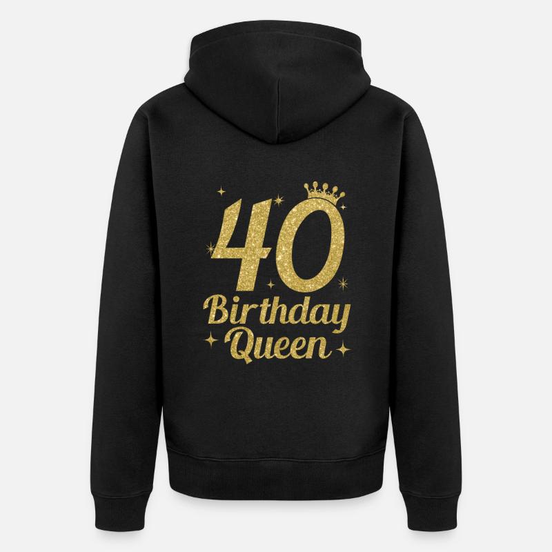 Anniversaire Reine 40 - Veste à capuche bio Premium Unisexe - noir