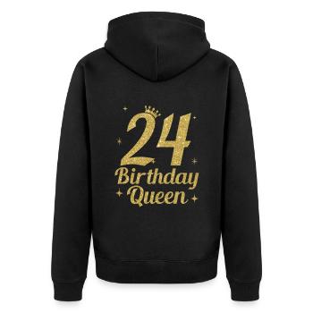 Birthday Queen 24 - Unisex Premium Bio Zip Hoodie - Schwarz - Hinten - Nico (187cm)