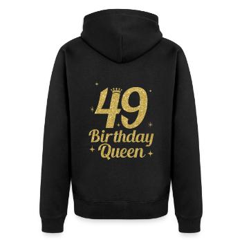 Birthday Queen 49 - Unisex Premium Bio Zip Hoodie - Schwarz - Hinten - Nico (187cm)
