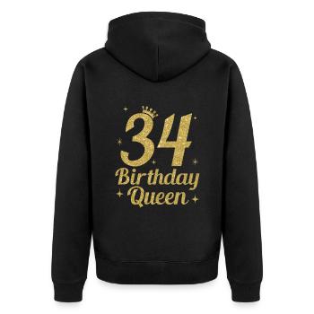 Birthday Queen 34 - Unisex Premium Organic Zip Hoodie - black - Back - Nico (187cm)