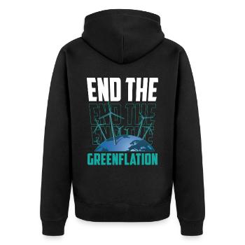 Beendet Die Greenflation Grün Inflation Energie - Unisex Premium Bio Zip Hoodie - Schwarz - Hinten - Nico (187cm)