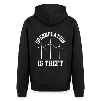 Greenflation is theft energy green inflation - Unisex Premium Organic Zip Hoodie - black - Back - Nico (187cm)