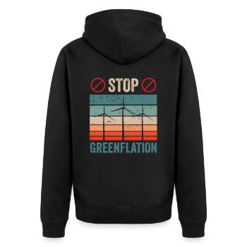 Greenflation Stop Green Inflation Énergie - Veste à capuche bio Premium Unisexe - noir - Dos - Nico (187cm)