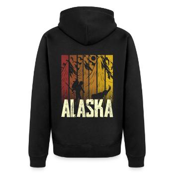 Alaska Wanderung Wanderer Natur Wandern - Unisex Premium Bio Zip Hoodie - Schwarz - Hinten - Nico (187cm)