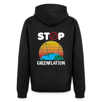 Greenflation Stop Inflation Green Energy - Unisex Premium Organic Zip Hoodie - black - Back - Nico (187cm)