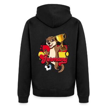 Deutschland Fußball - Unisex Premium Bio Zip Hoodie - Schwarz - Hinten - Nico (187cm)