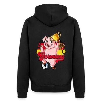 Deutschland Fußball - Unisex Premium Bio Zip Hoodie - Schwarz - Hinten - Nico (187cm)