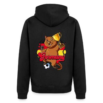 Deutschland Fußball - Unisex Premium Bio Zip Hoodie - Schwarz - Hinten - Nico (187cm)