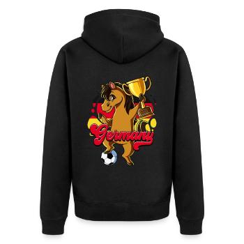 Deutschland Fußball - Unisex Premium Bio Zip Hoodie - Schwarz - Hinten - Nico (187cm)