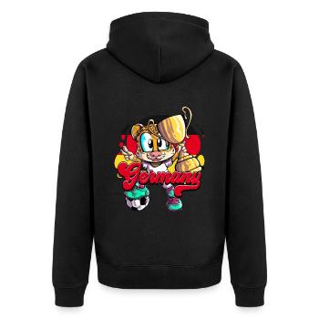 Deutschland Fußball - Unisex Premium Bio Zip Hoodie - Schwarz - Hinten - Nico (187cm)