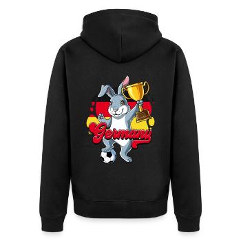 Deutschland Fußball - Unisex Premium Bio Zip Hoodie - Schwarz - Hinten - Nico (187cm)