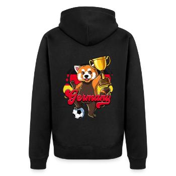 Deutschland Fußball - Unisex Premium Bio Zip Hoodie - Schwarz - Hinten - Nico (187cm)