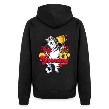 Deutschland Fußball - Unisex Premium Bio Zip Hoodie - Schwarz - Hinten - Nico (187cm)