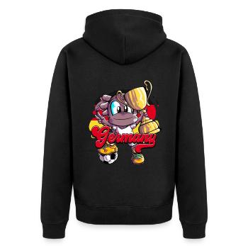 Deutschland Fußball - Unisex Premium Bio Zip Hoodie - Schwarz - Hinten - Nico (187cm)