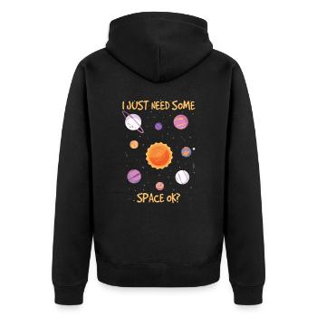 Ich Brauche Nur Etwas Weltraum Okay? Teleskop - Unisex Premium Bio Zip Hoodie - Schwarz - Hinten - Nico (187cm)