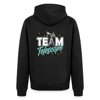 Team Teleskop Sterne Weltraum Universum - Unisex Premium Bio Zip Hoodie - Schwarz - Hinten - Nico (187cm)