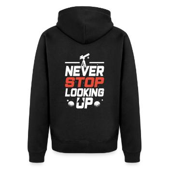 Never stop looking up Telescope - Unisex Premium Organic Zip Hoodie - black - Back - Nico (187cm)