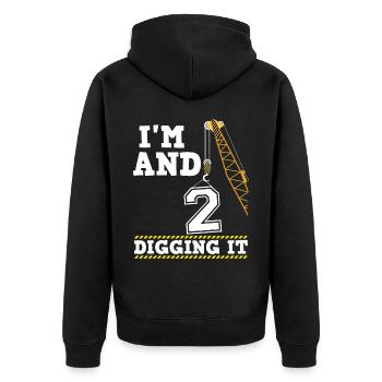 Im 2 And Digging It Boy 2 Year Old 2nd Birthday - Unisex Premium Organic Zip Hoodie - black - Back - Nico (187cm)