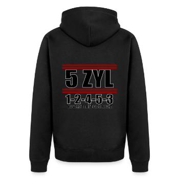 5 Zylinder Motor Tuning KFZ Tuner - Unisex Premium Bio Zip Hoodie - Schwarz - Hinten - Nico (187cm)