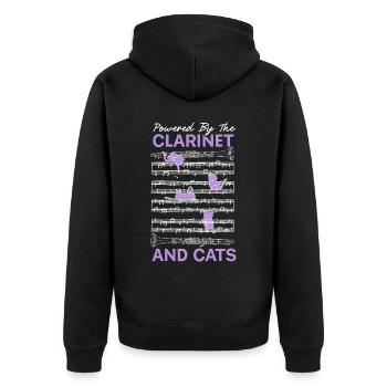 Powered By Clarinet And Cats Kitty Lover Musician - Unisex Premium Organic Zip Hoodie - black - Back - Nico (187cm)