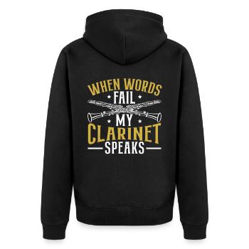 Wenn Worte versagen, spricht meine Klarinette Musiker - Unisex Premium Bio Zip Hoodie - Schwarz - Hinten - Nico (187cm)