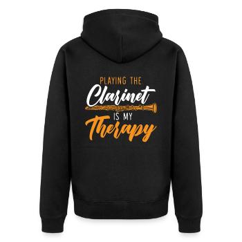Playing The Clarinet Is My Therapy Musician - Unisex Premium Organic Zip Hoodie - black - Back - Nico (187cm)