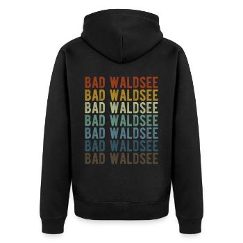 Bad Waldsee Stadt Retro Vintage - Unisex Premium Bio Zip Hoodie - Schwarz - Hinten - Nico (187cm)