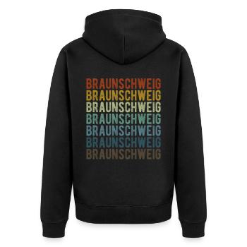 Braunschweig Stadt Retro Vintage - Unisex Premium Bio Zip Hoodie - Schwarz - Hinten - Nico (187cm)