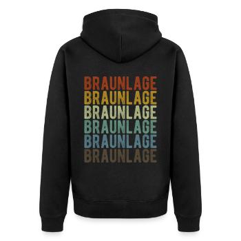 Braunlage Stadt Retro Vintage - Unisex Premium Bio Zip Hoodie - Schwarz - Hinten - Nico (187cm)