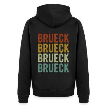 Brueck Stadt Retro Vintage - Unisex Premium Bio Zip Hoodie - Schwarz - Hinten - Nico (187cm)