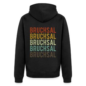 Bruchsal Stadt Retro Vintage - Unisex Premium Bio Zip Hoodie - Schwarz - Hinten - Nico (187cm)