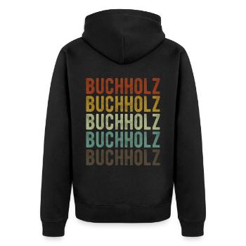Buchholz Stadt Retro Vintage - Unisex Premium Bio Zip Hoodie - Schwarz - Hinten - Nico (187cm)