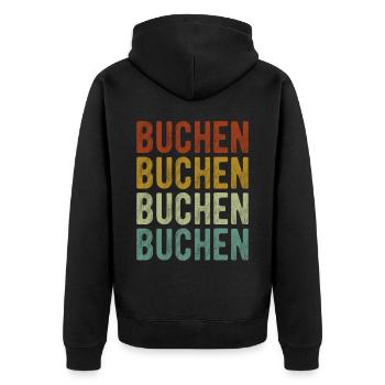 Buchen Stadt Retro Vintage - Unisex Premium Bio Zip Hoodie - Schwarz - Hinten - Nico (187cm)