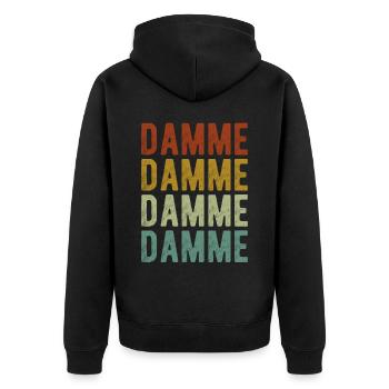 Damme Stadt Retro Vintage - Unisex Premium Bio Zip Hoodie - Schwarz - Hinten - Nico (187cm)
